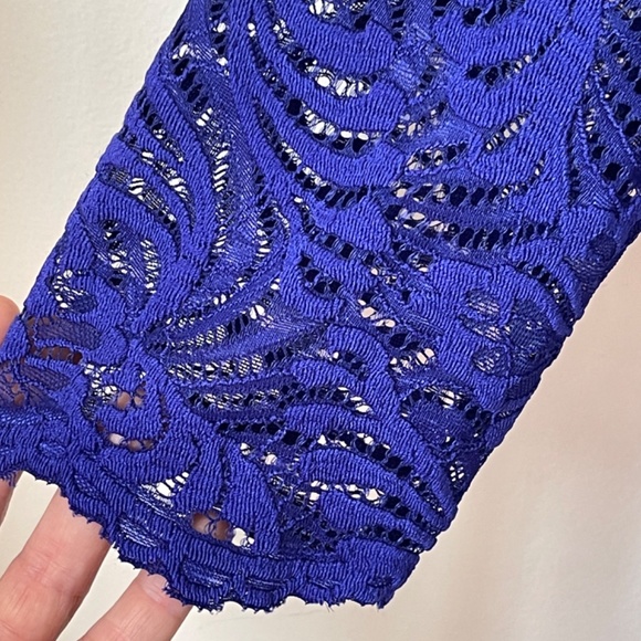 Royal Blue Lace Top with 3/4 Sleeves - Picture 7 of 10